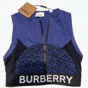 Burberry TB monogram zipped crop top deep royal blue